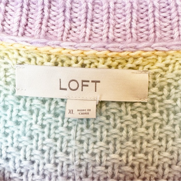 LOFT | Pastel Rainbow Spacedye Ruffle Sleeve Sweater NWT - Picture 6 of 9